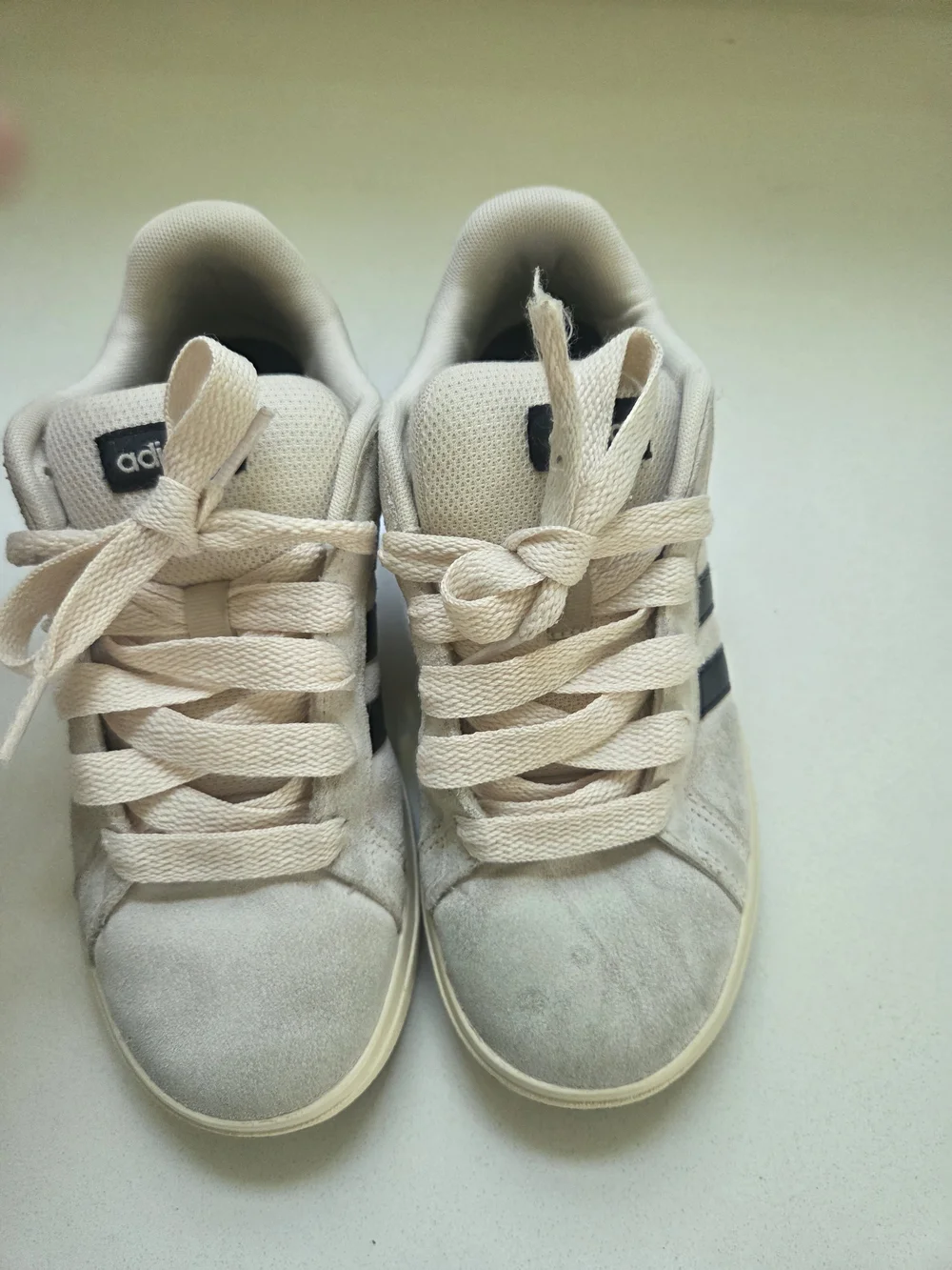 adidas Kids Cream Suede Sneakers with Black Stripes